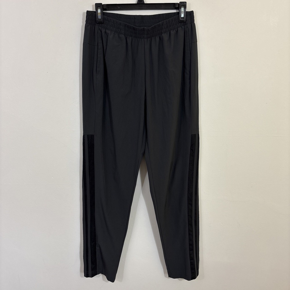 Adidas Womens M Track Pants‎ Gray And Black Mesh Zip Ankle Athletic Workout Gym